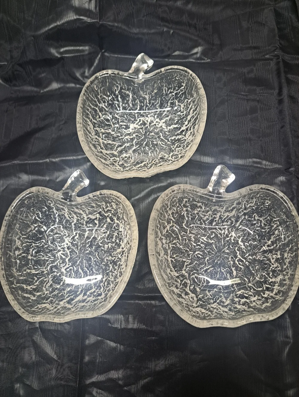 Clear Glass Apple Dishes - Set of 3